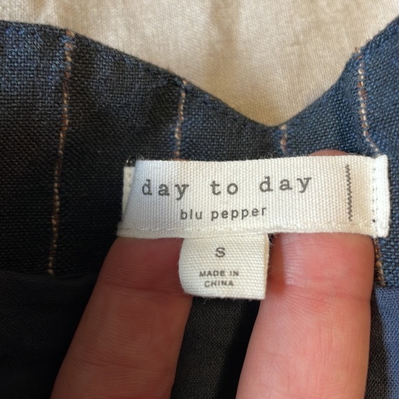 Preppy Minimalist Skirt Scallop Pinstripe Mini BluPepper SM Navy Blue Career - Picture 12 of 14